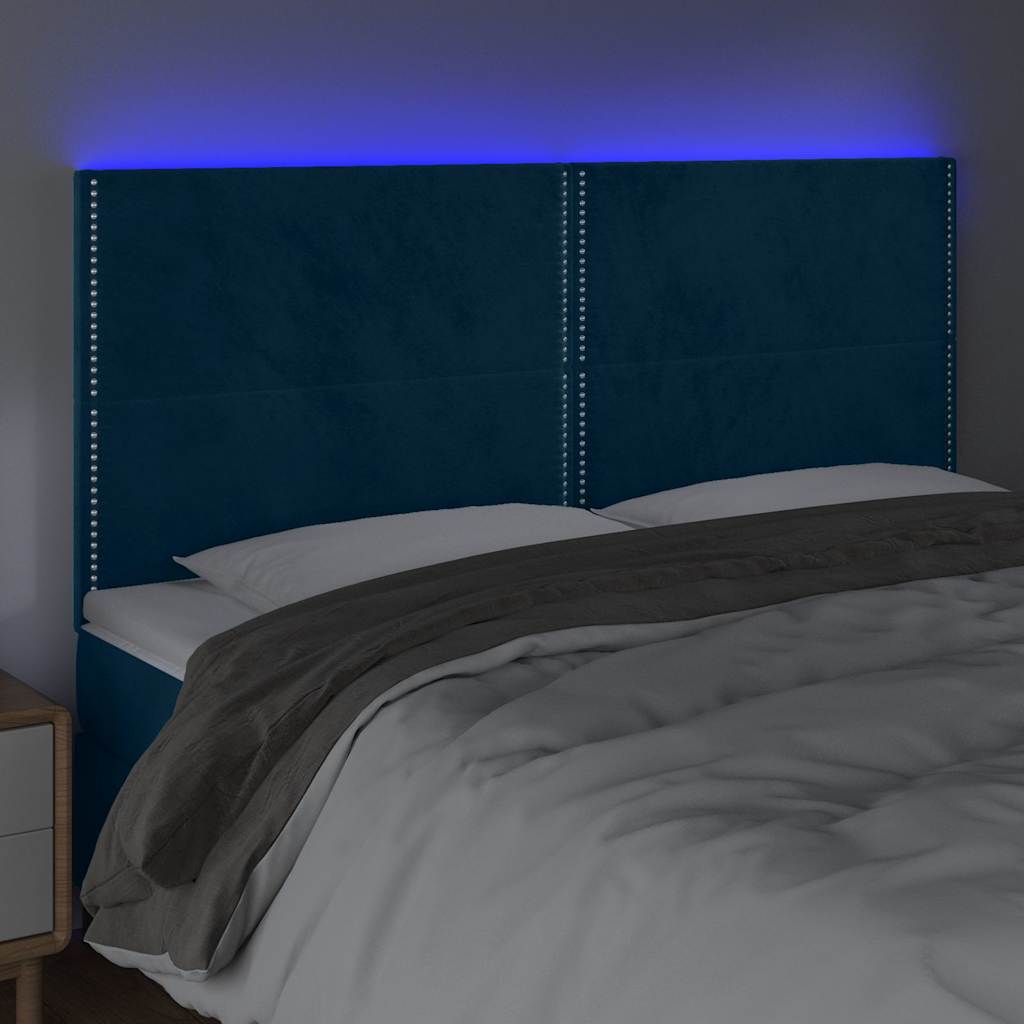LED uzglavlje tamnoplavo 160x5x118/128 cm baršunasto