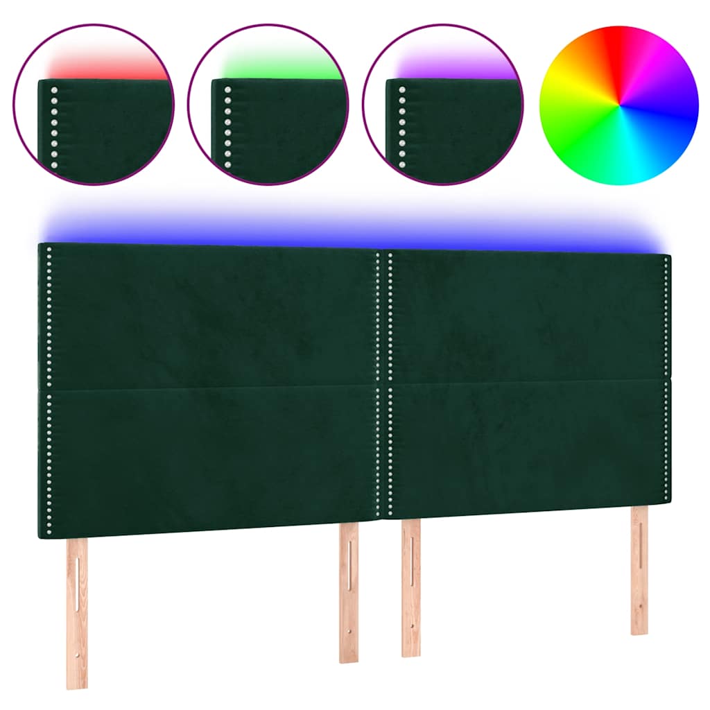 LED uzglavlje tamnozeleno 180x5x118/128 cm baršunasto