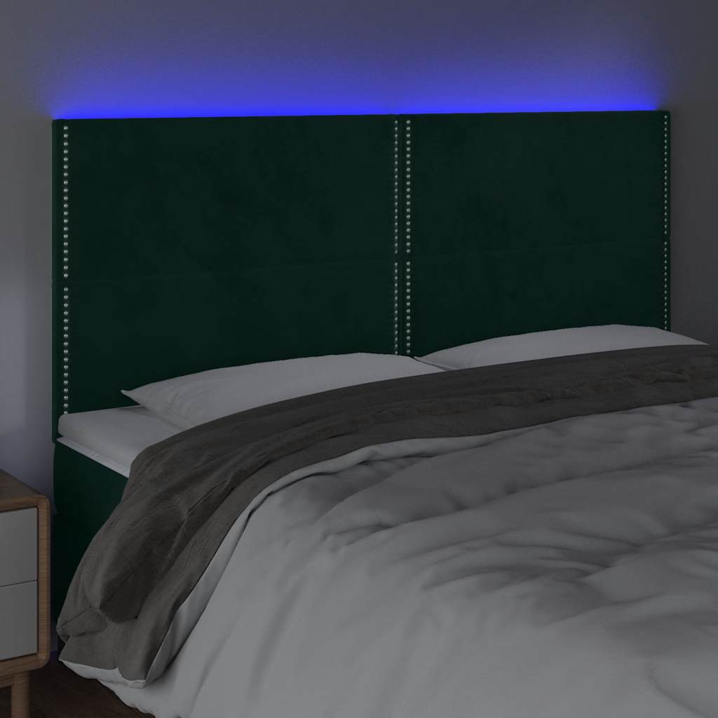 LED uzglavlje tamnozeleno 200x5x118/128 cm baršunasto