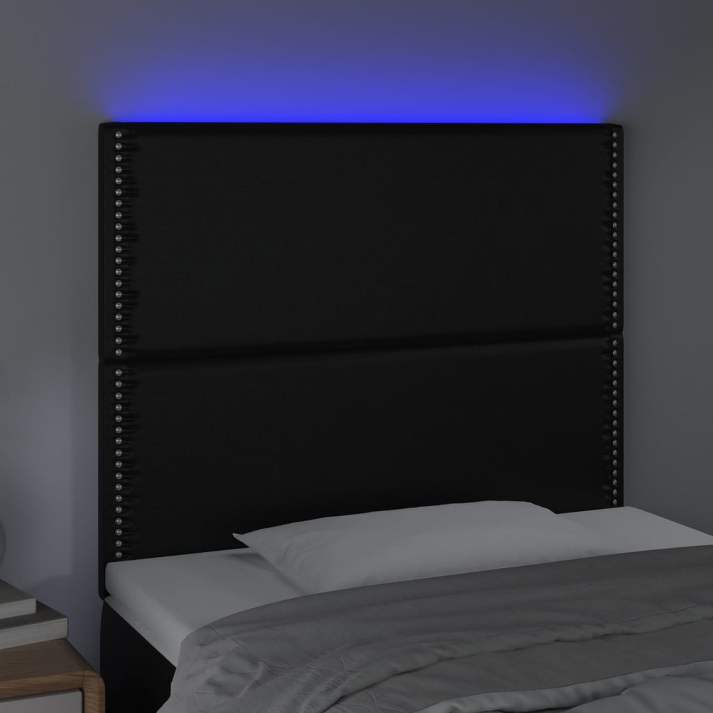 LED uzglavlje crno 100x5x118/128 cm od umjetne kože