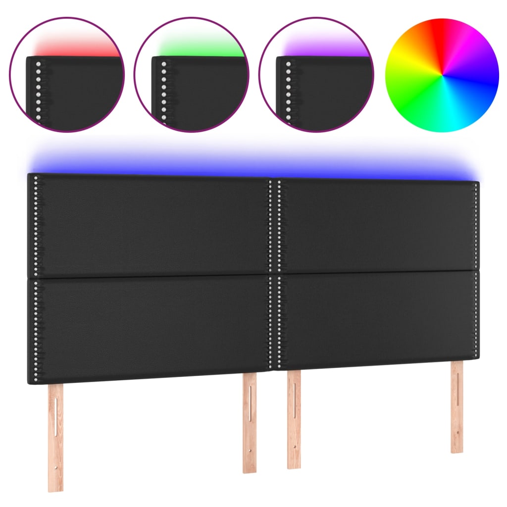 LED uzglavlje crno 200x5x118/128 cm od umjetne kože
