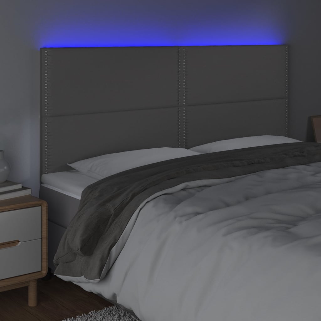 LED uzglavlje sivo 200x5x118/128 cm od umjetne kože