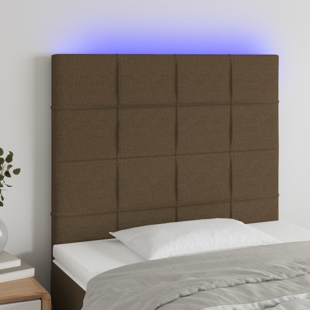 LED uzglavlje tamnosmeđe 90x5x118/128 cm od tkanine