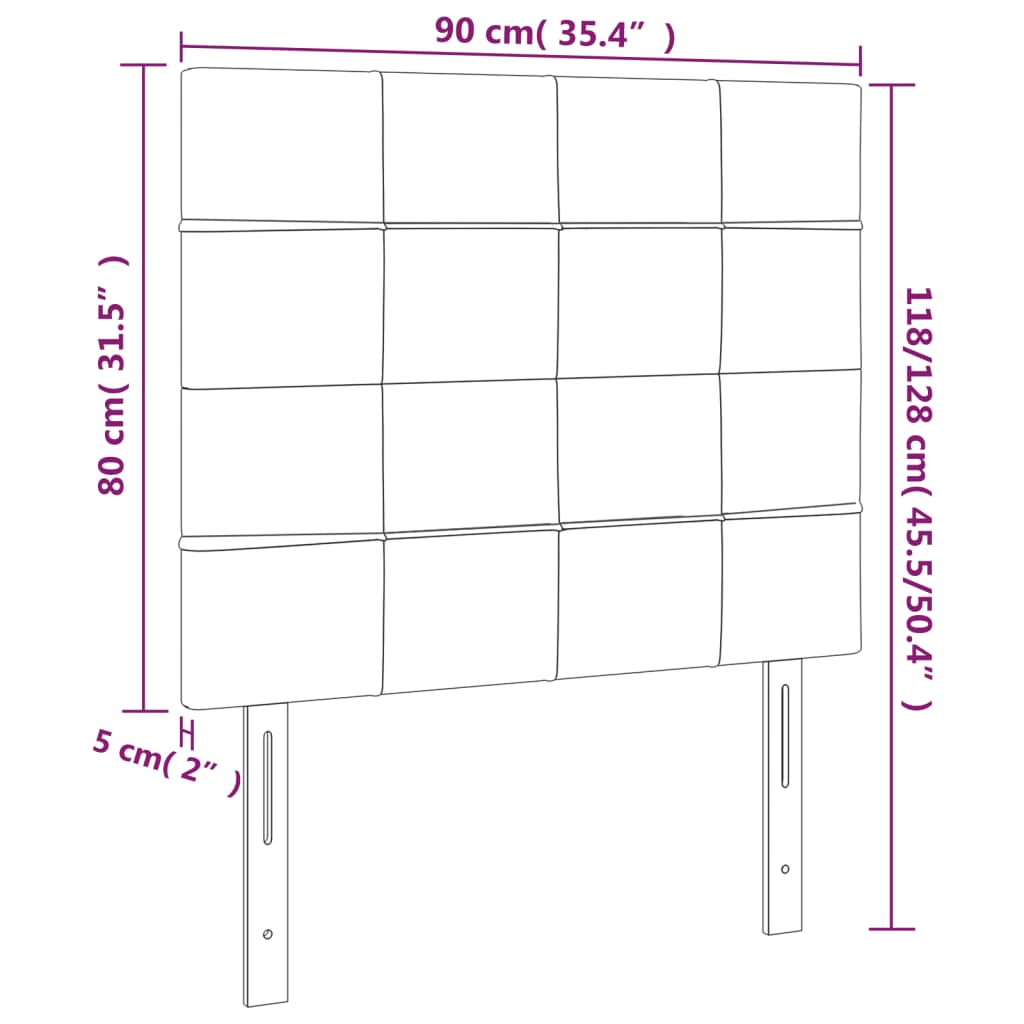 LED uzglavlje krem 90x5x118/128 cm od tkanine