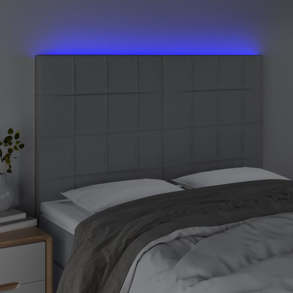 LED uzglavlje svjetlosivo 144x5x118/128 cm od tkanine