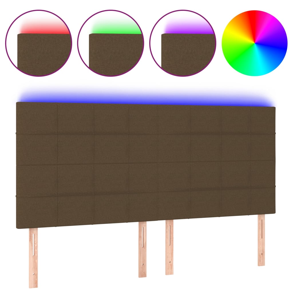 LED uzglavlje tamnosmeđe 160x5x118/128 cm od tkanine