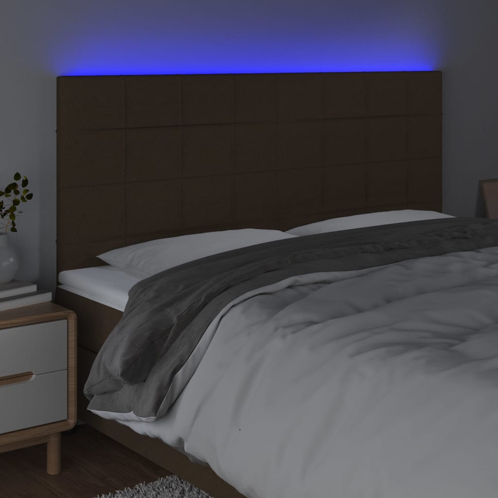 LED uzglavlje tamnosmeđe 160x5x118/128 cm od tkanine