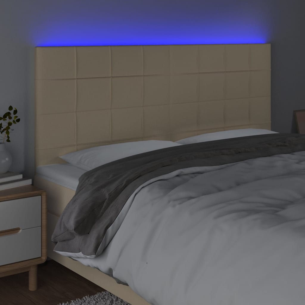 LED uzglavlje krem 160x5x118/128 cm od tkanine