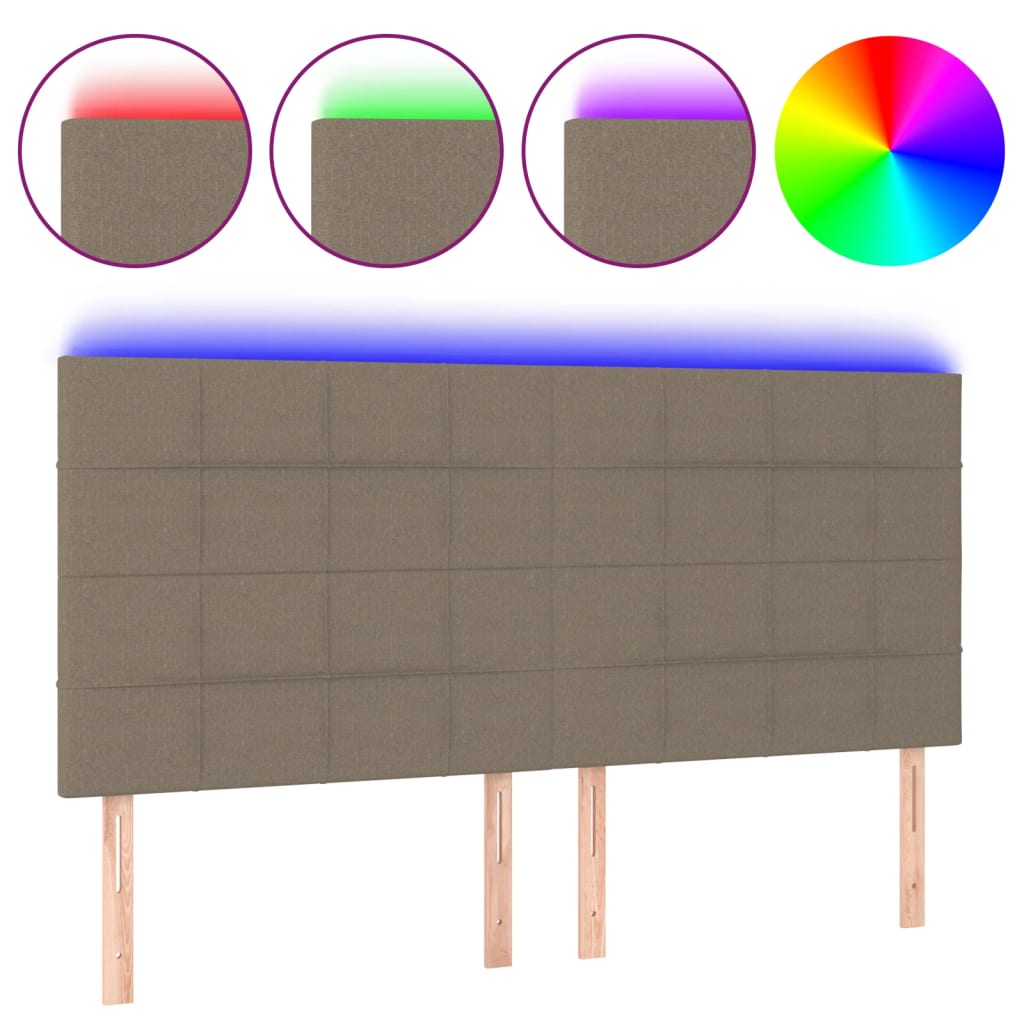 LED uzglavlje smeđesivo 180x5x118/128 cm od tkanine