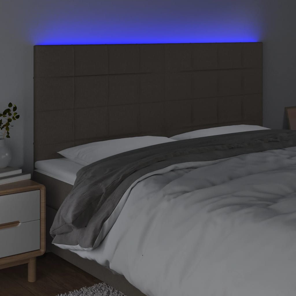 LED uzglavlje smeđesivo 180x5x118/128 cm od tkanine