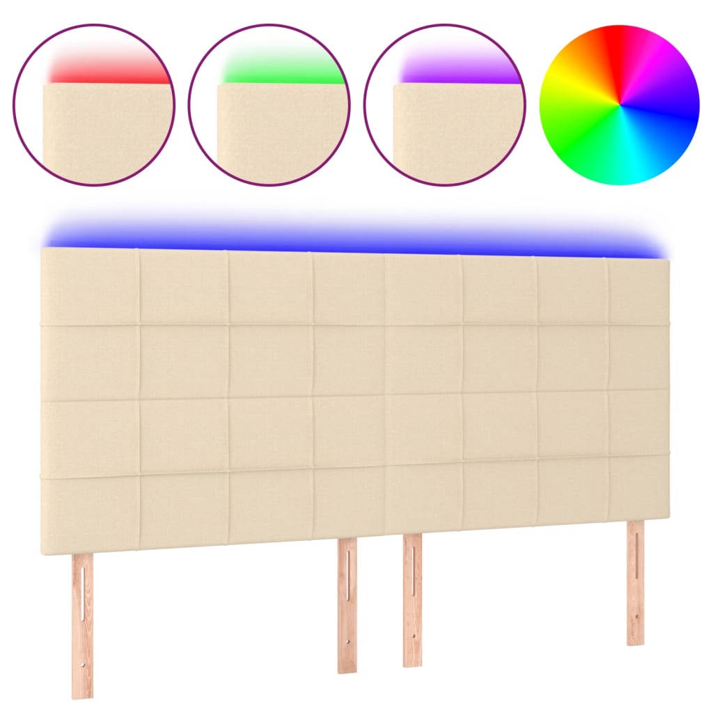 LED uzglavlje krem 180x5x118/128 cm od tkanine