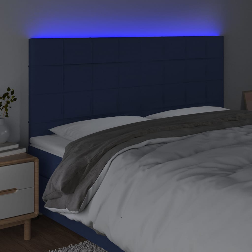 LED uzglavlje plavo 180x5x118/128 cm od tkanine