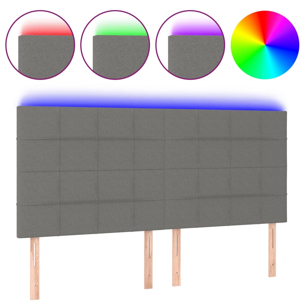 LED uzglavlje tamnosivo 200x5x118/128 cm od tkanine