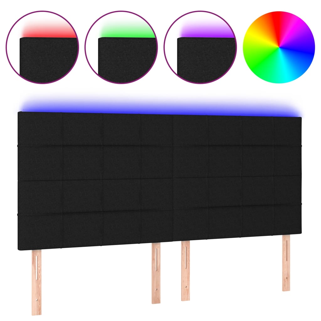 LED uzglavlje crno 200x5x118/128 cm od tkanine