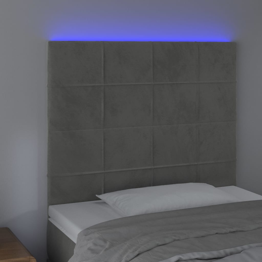 LED uzglavlje svjetlosivo 80x5x118/128 cm baršunasto