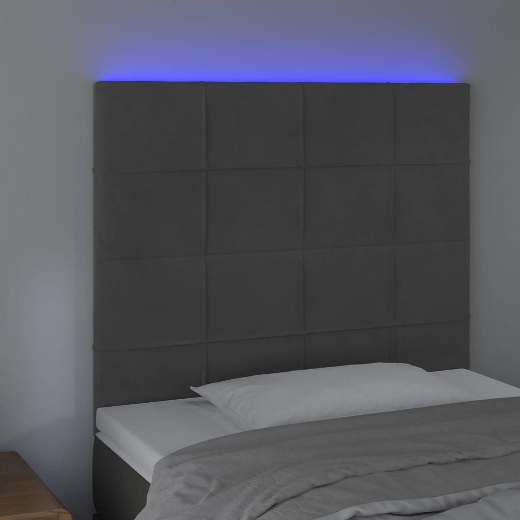 LED uzglavlje tamnosivo 80x5x118/128 cm baršunasto