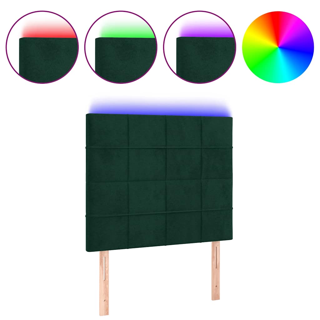 LED uzglavlje tamnozeleno 80x5x118/128 cm baršunasto
