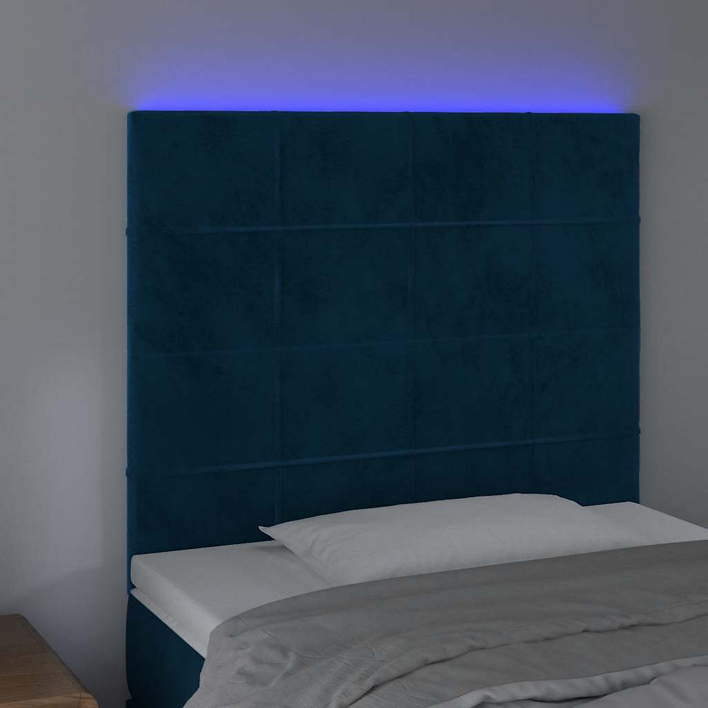 LED uzglavlje tamnoplavo 80x5x118/128 cm baršunasto