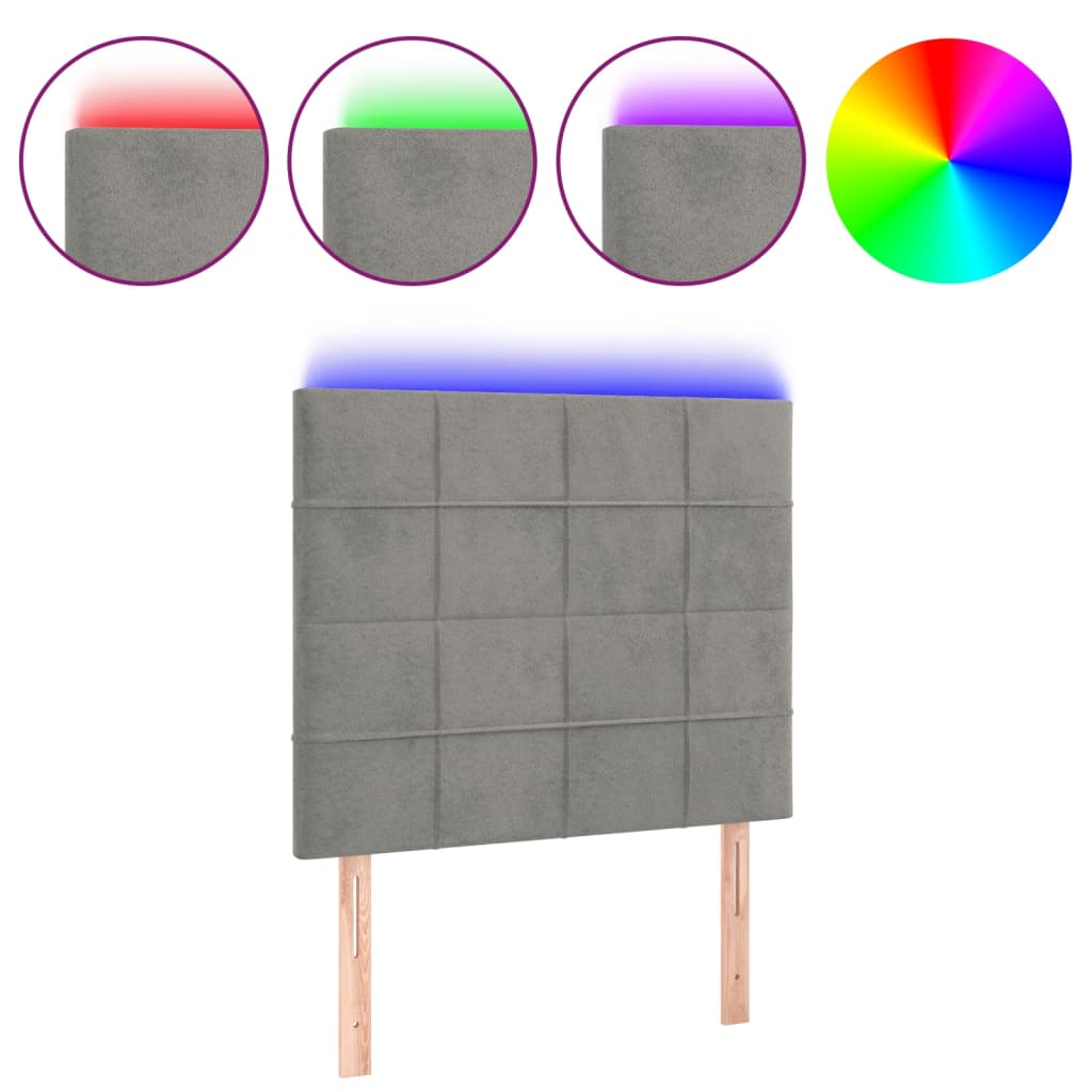 LED uzglavlje svjetlosivo 90x5x118/128 cm baršunasto