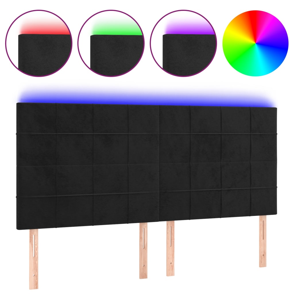 LED uzglavlje crno 160x5x118/128 cm baršunasto