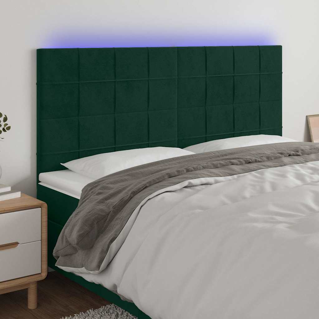 LED uzglavlje tamnozeleno 160x5x118/128 cm baršunasto
