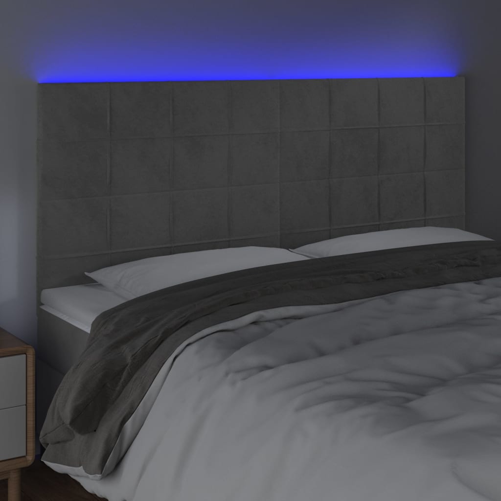LED uzglavlje svjetlosivo 180x5x118/128 cm baršunasto