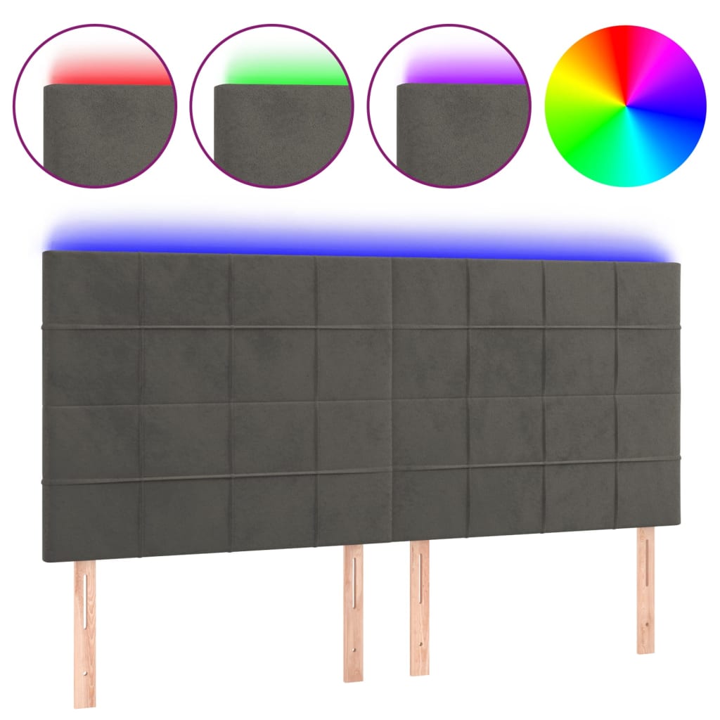 LED uzglavlje tamnosivo 180x5x118/128 cm baršunasto