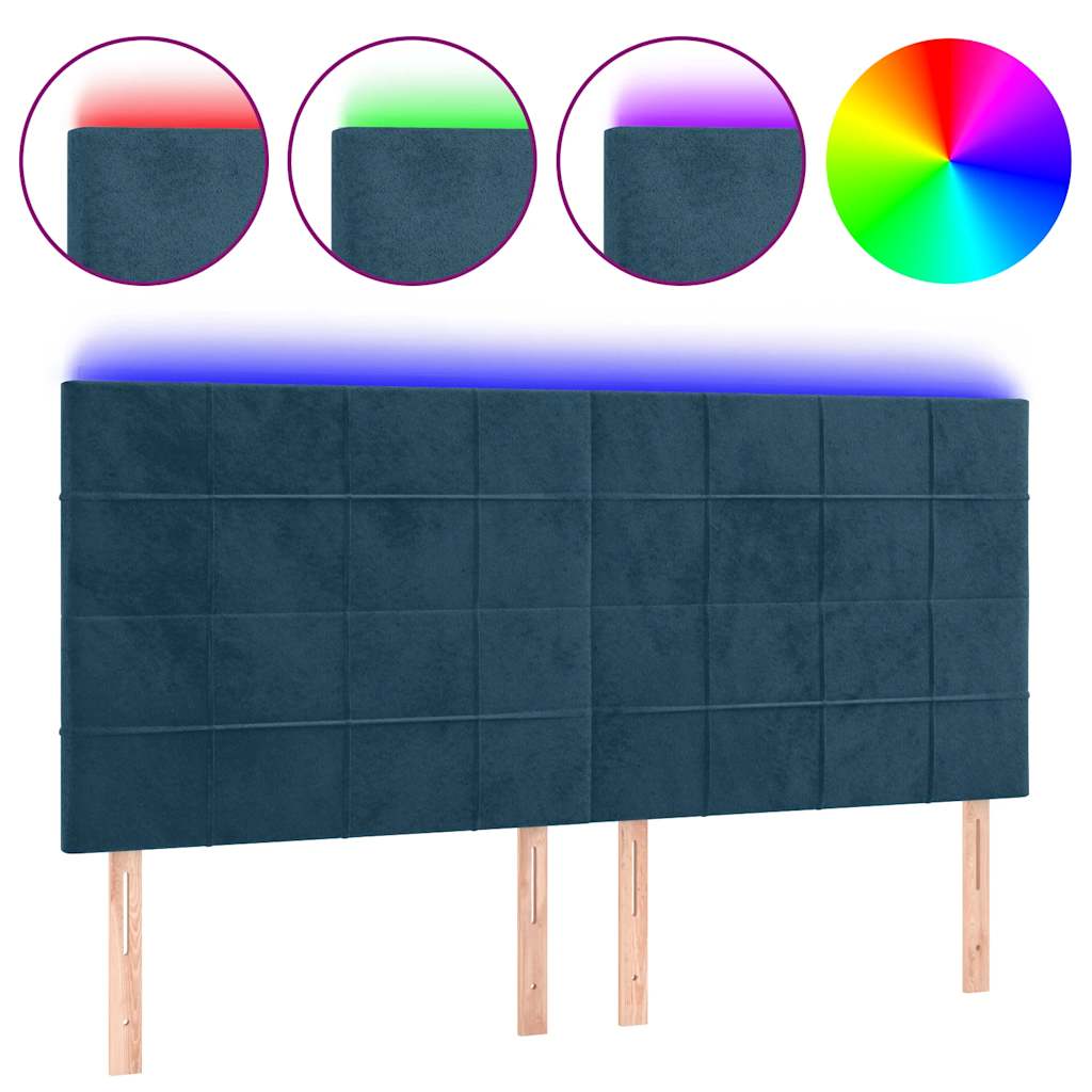 LED uzglavlje tamnoplavo 180x5x118/128 cm baršunasto