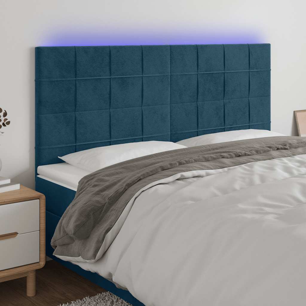 LED uzglavlje tamnoplavo 180x5x118/128 cm baršunasto