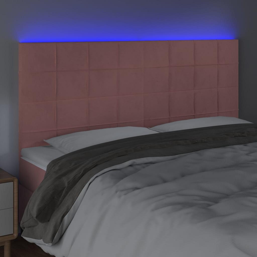 LED uzglavlje ružičasto 180x5x118/128 cm baršunasto
