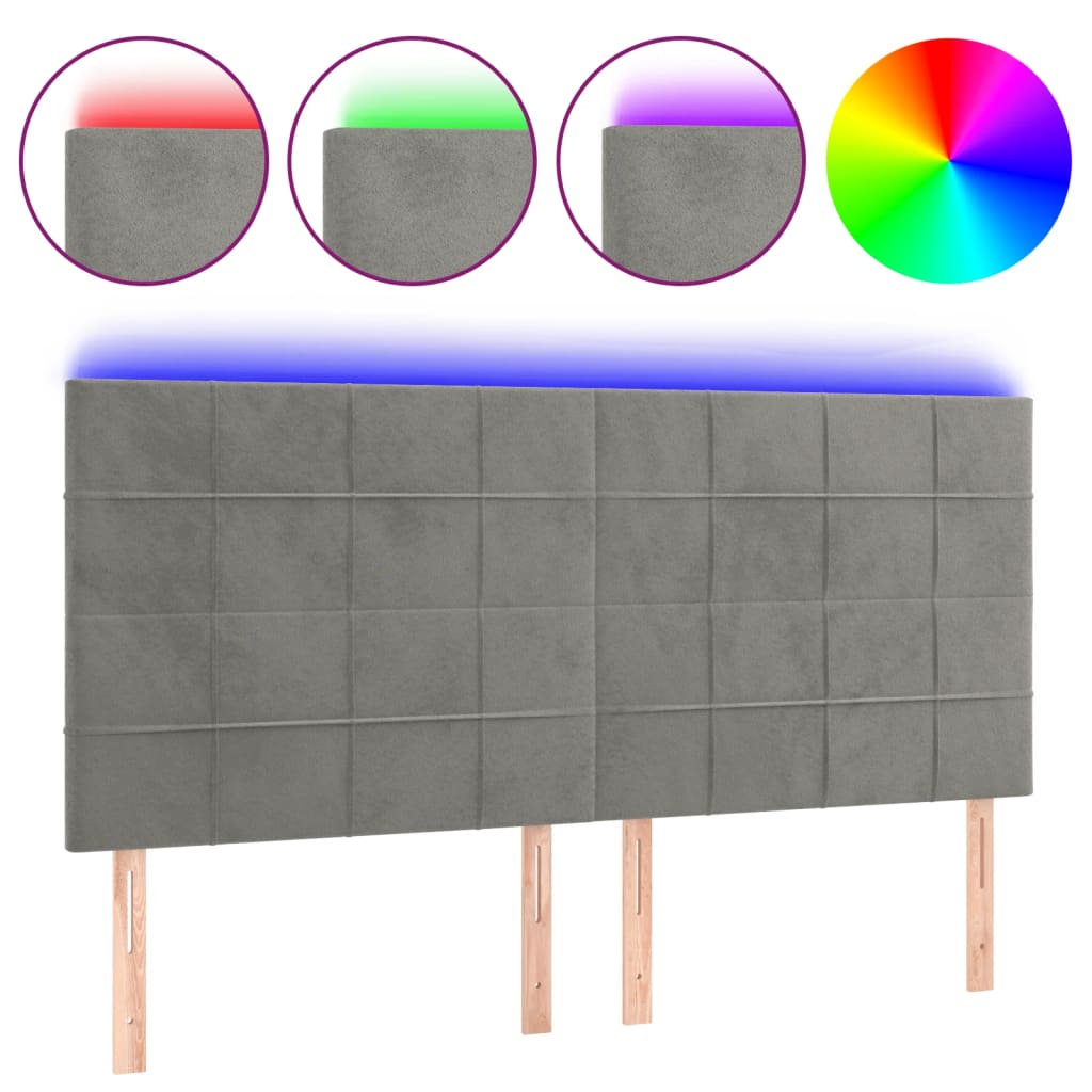 LED uzglavlje svjetlosivo 200x5x118/128 cm baršunasto