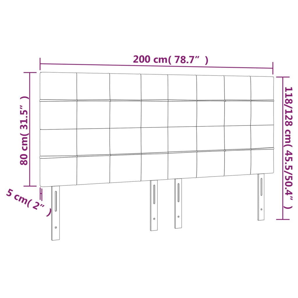 LED uzglavlje crno 200x5x118/128 cm baršunasto