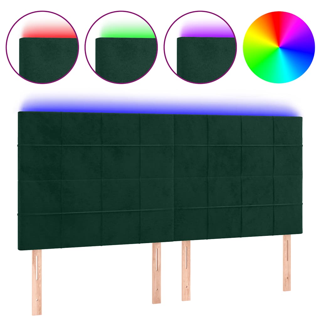 LED uzglavlje tamnozeleno 200x5x118/128 cm baršunasto