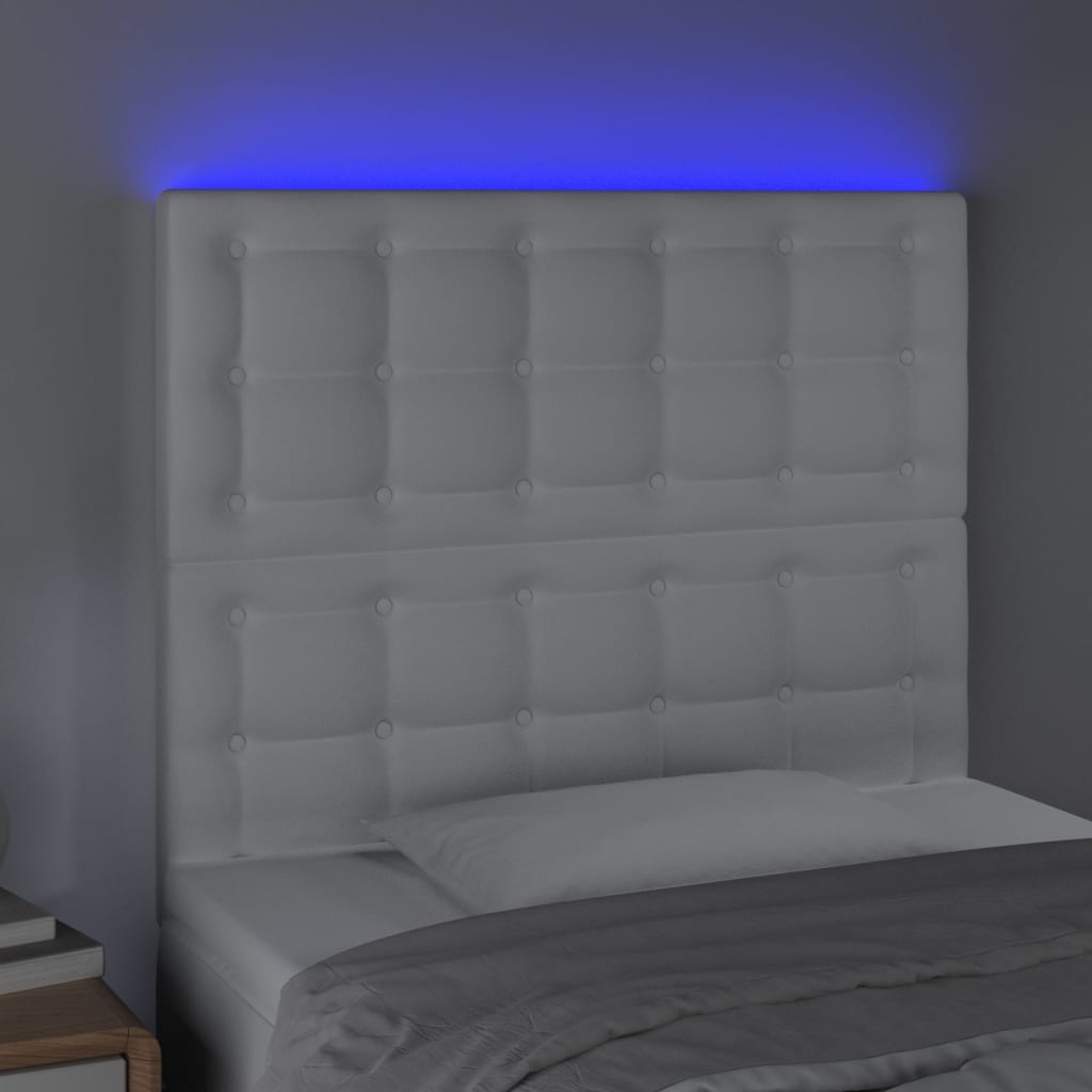LED uzglavlje bijelo 80x5x118/128 cm od umjetne kože
