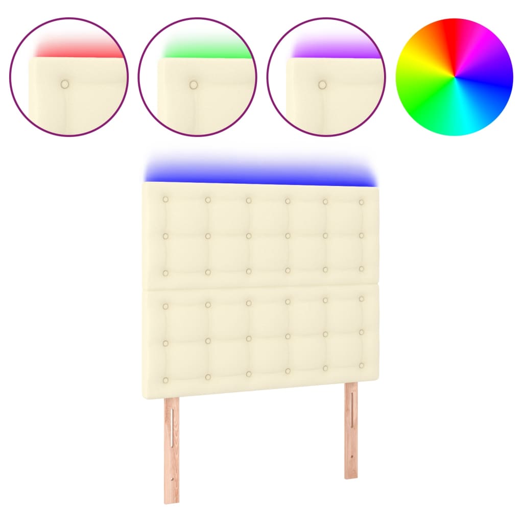 LED uzglavlje krem 90x5x118/128 cm od umjetne kože