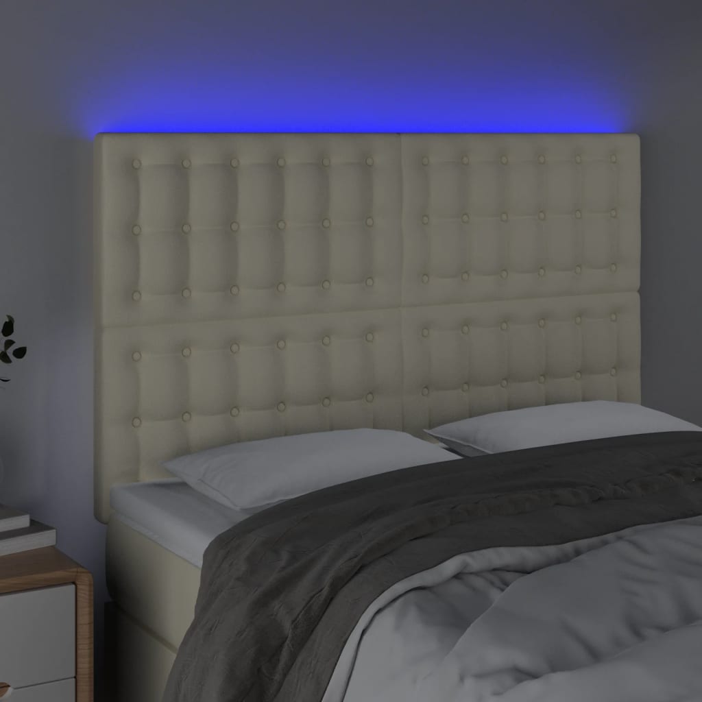 LED uzglavlje krem 144x5x118/128 cm od umjetne kože