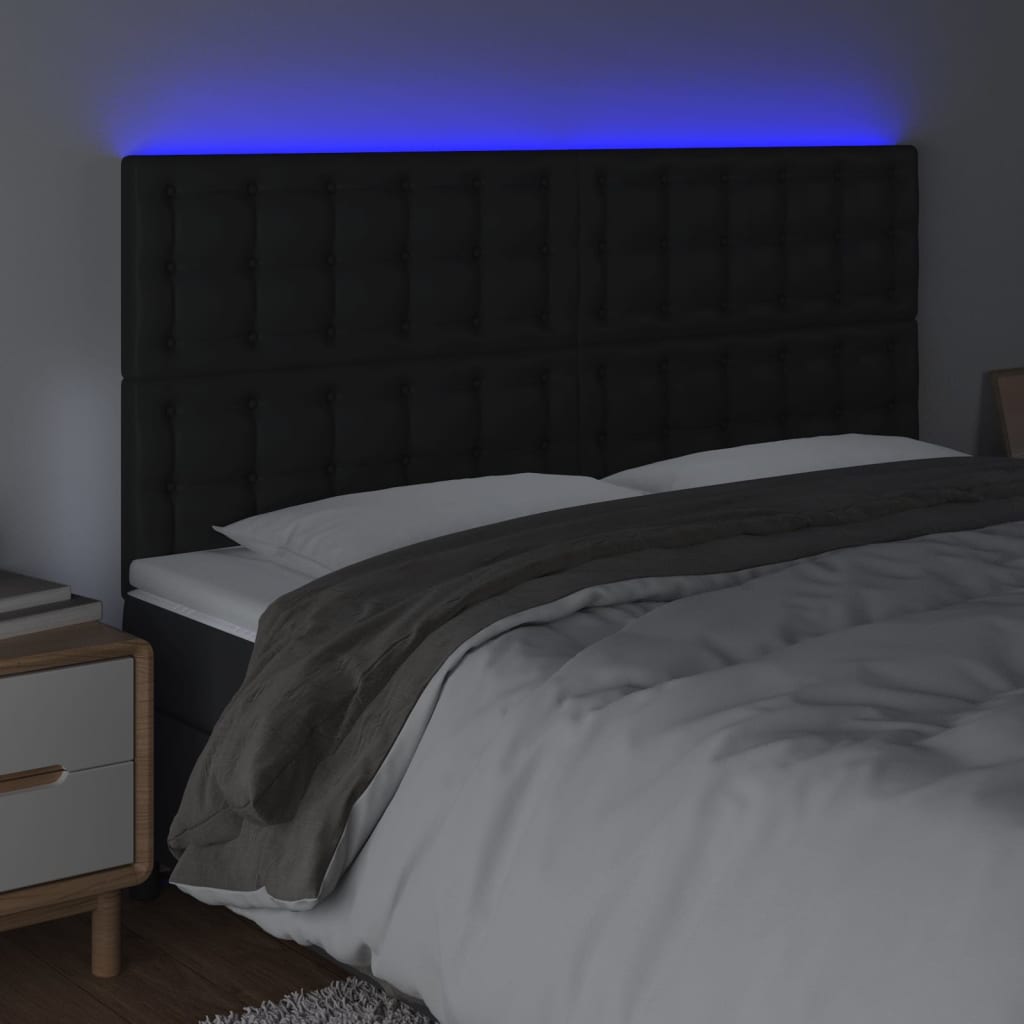 LED uzglavlje crno 160x5x118/128 cm od umjetne kože