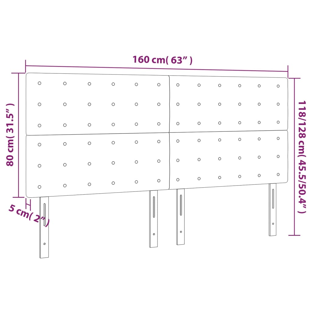 LED uzglavlje krem 160x5x118/128 cm od umjetne kože