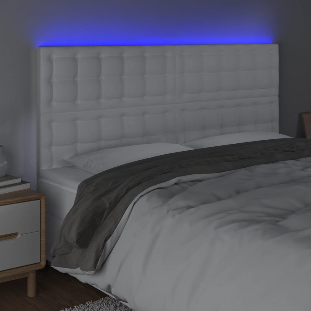 LED uzglavlje bijelo 180x5x118/128 cm od umjetne kože