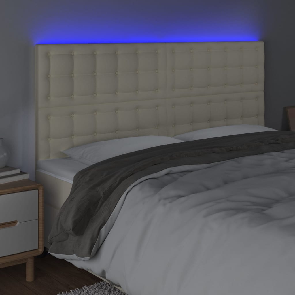 LED uzglavlje krem 180x5x118/128 cm od umjetne kože