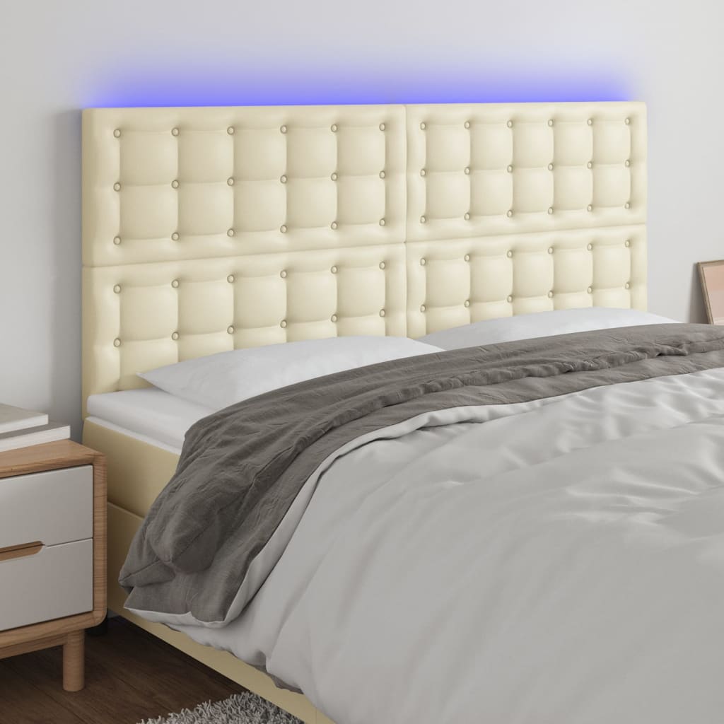 LED uzglavlje krem 180x5x118/128 cm od umjetne kože