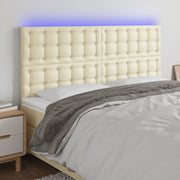 LED uzglavlje krem 200x5x118/128 cm od umjetne kože