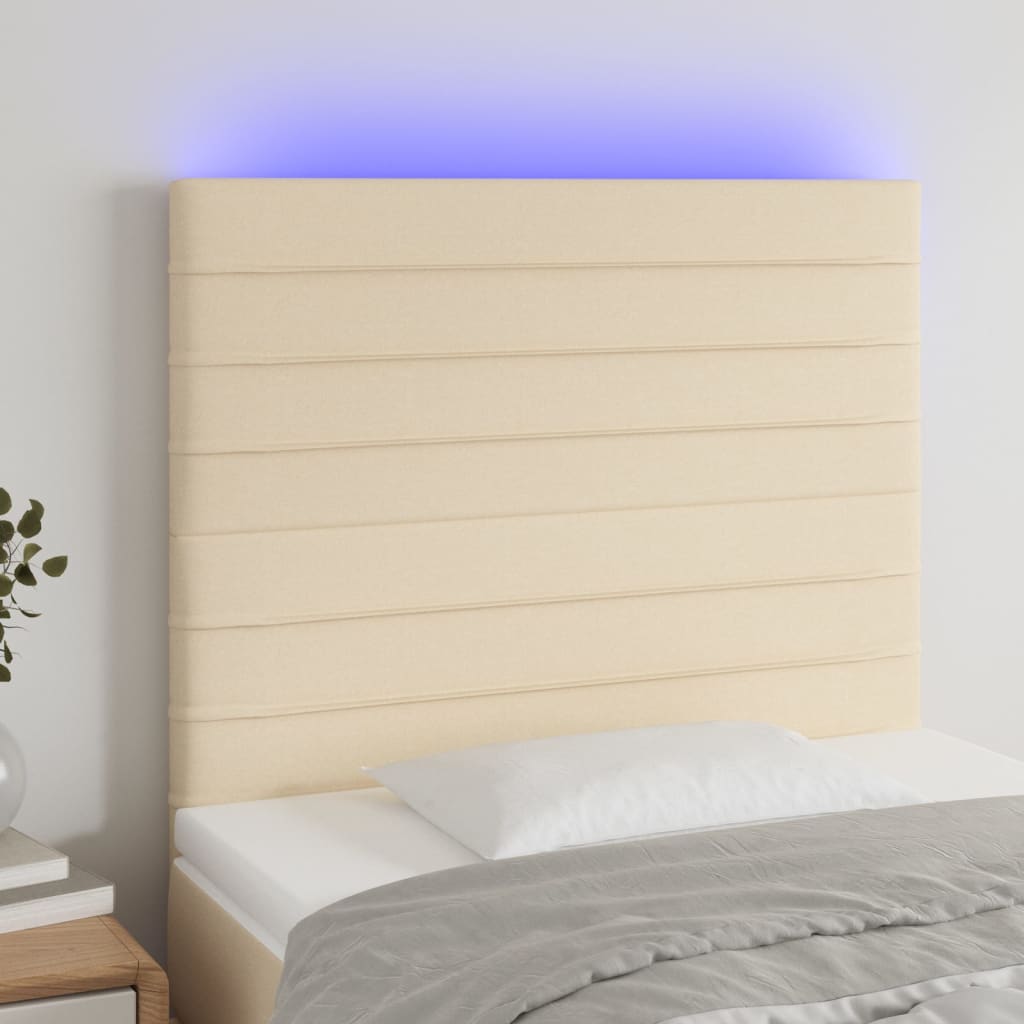 LED uzglavlje krem 90x5x118/128 cm od tkanine