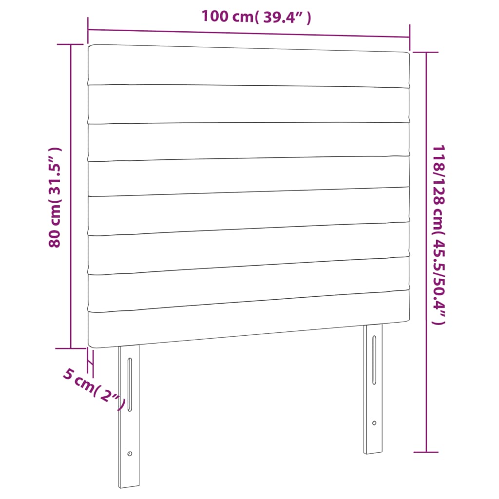 LED uzglavlje crno 100x5x118/128 cm od tkanine