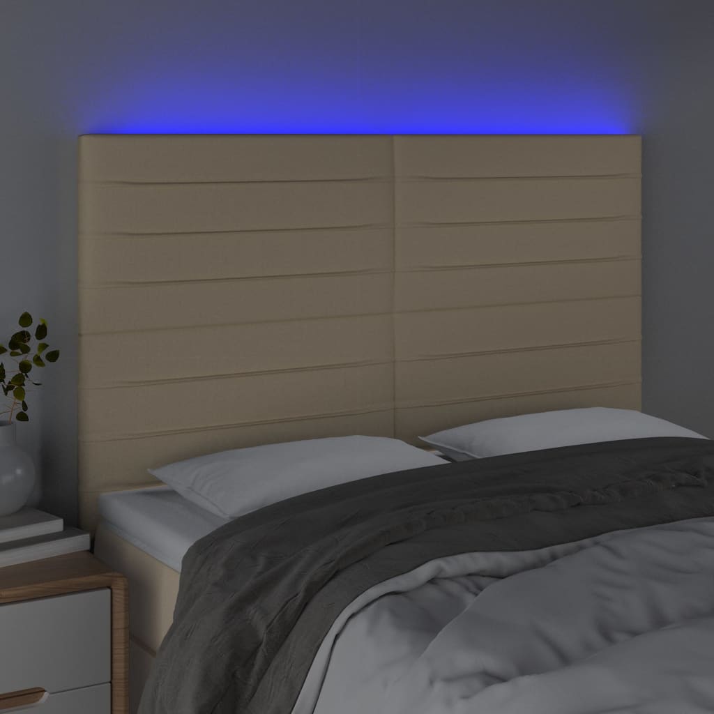 LED uzglavlje krem 144x5x118/128 cm od tkanine