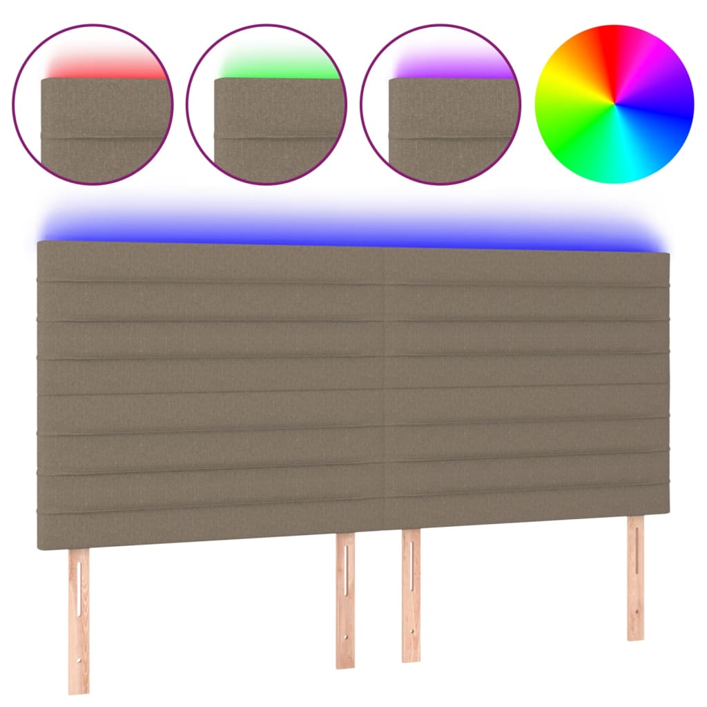 LED uzglavlje smeđesivo 160x5x118/128 cm od tkanine