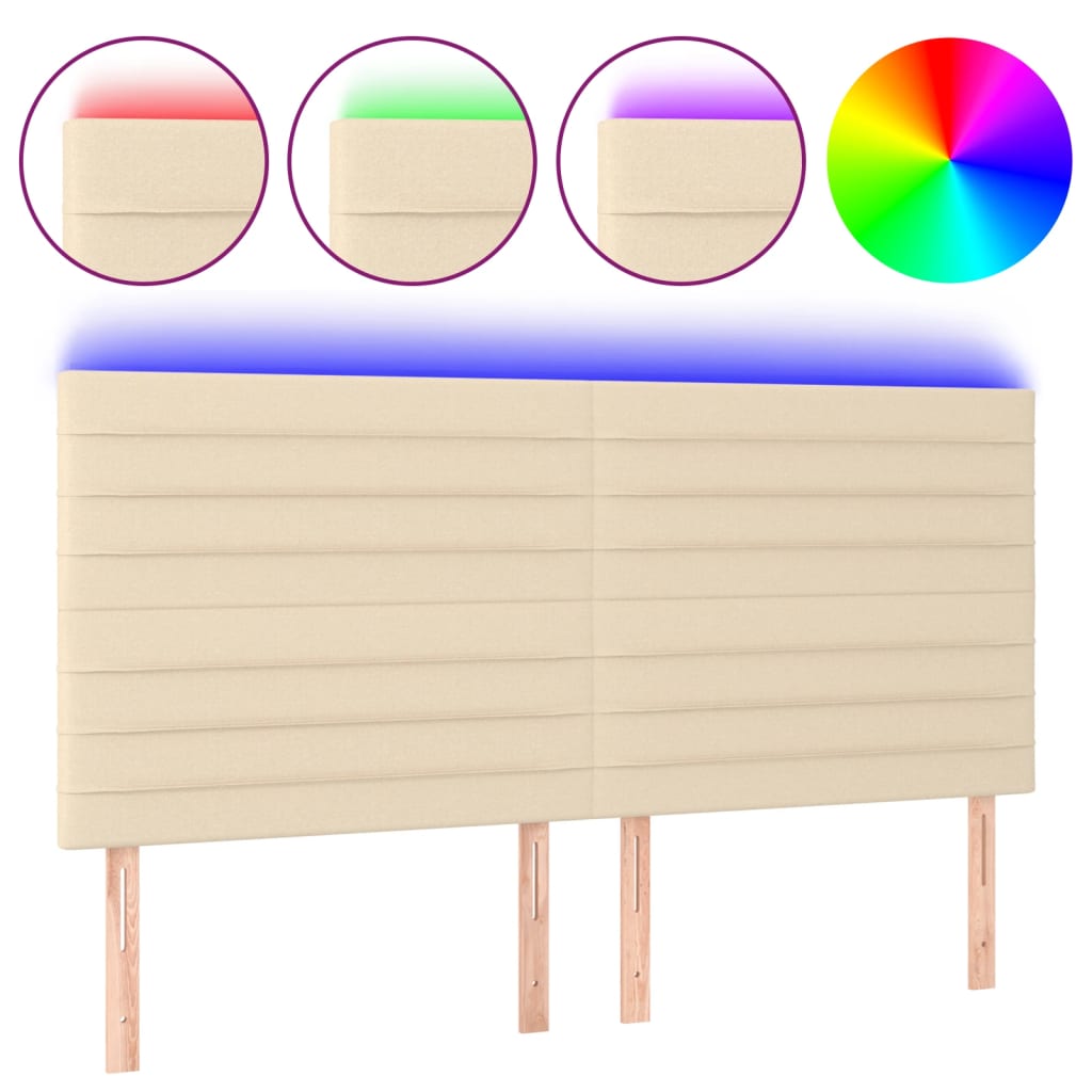 LED uzglavlje krem 160x5x118/128 cm od tkanine