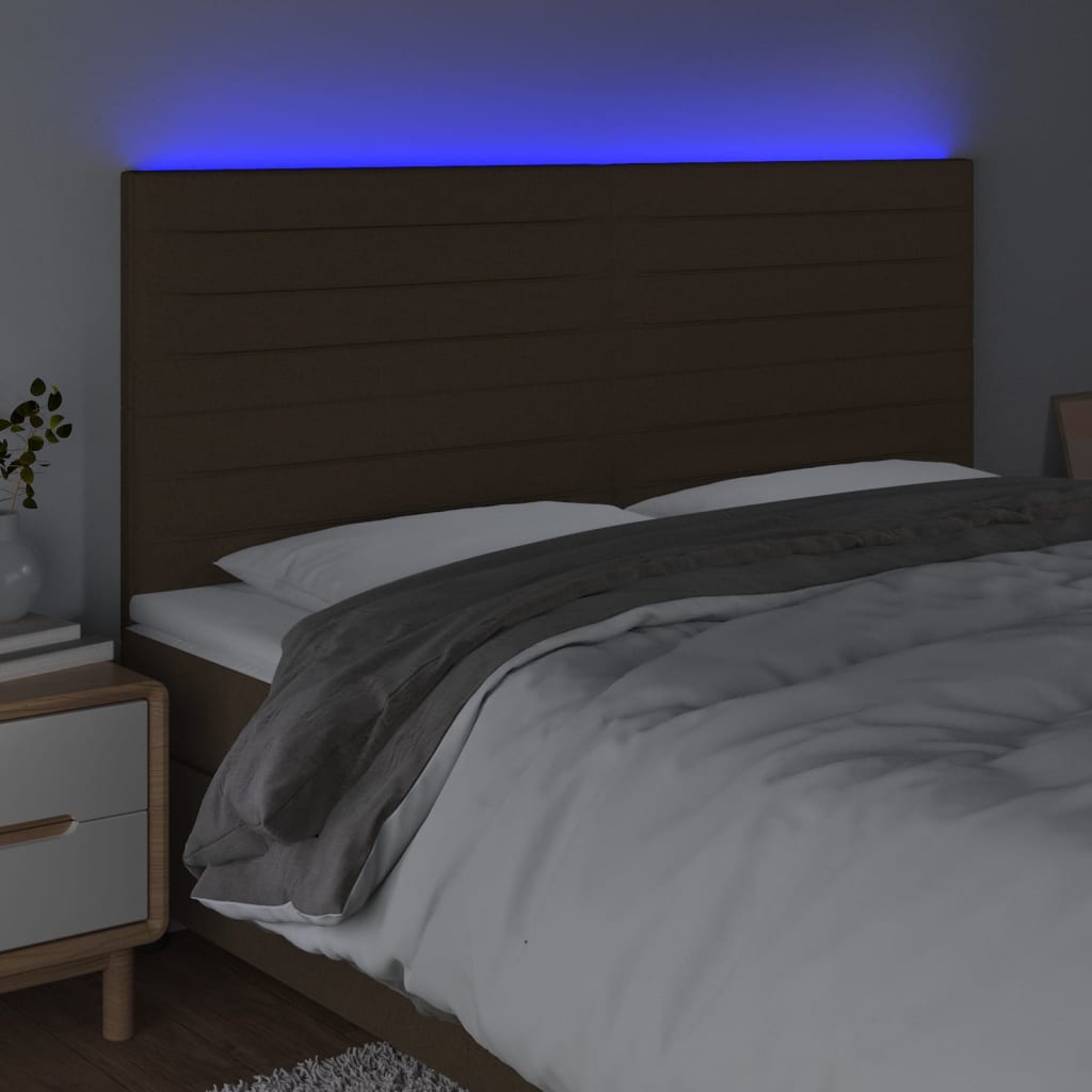 LED uzglavlje tamnosmeđe 200x5x118/128 cm od tkanine