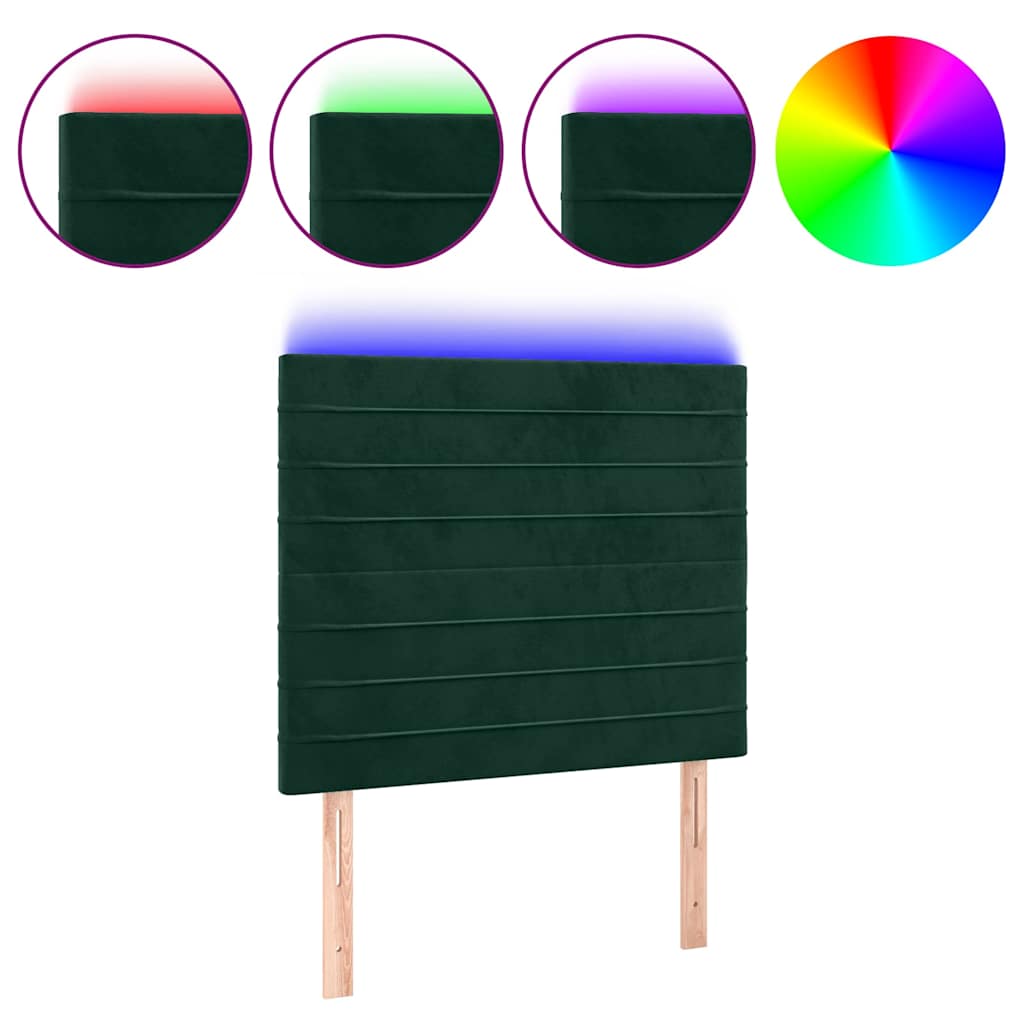 LED uzglavlje tamnozeleno 80x5x118/128 cm baršunasto