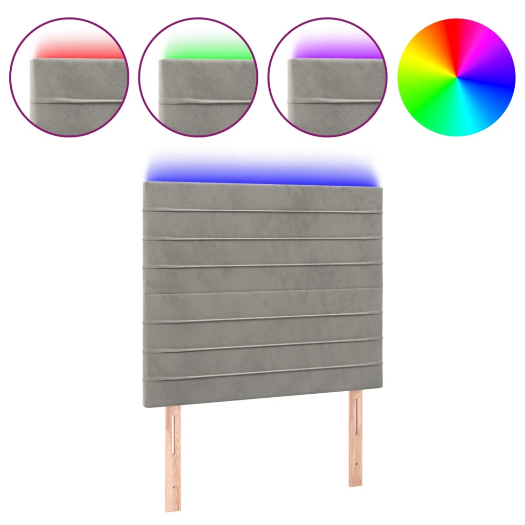 LED uzglavlje svjetlosivo 90x5x118/128 cm baršunasto